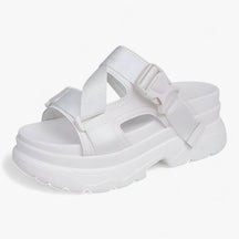Sandals : Sandalen met Dikke Zolen - Comfortabel en Duurzaam - Zwart in Wit van Pantino