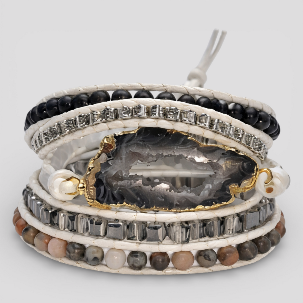Bracelet : Magische Labradoriet & Druzy Kristal Gevlochten in van Pantino
