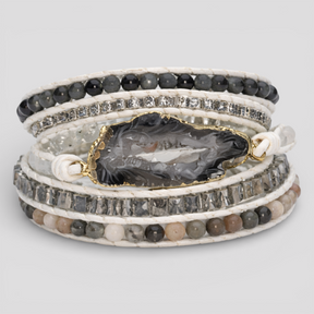 Bracelet : Magische Labradoriet & Druzy Kristal Gevlochten in van Pantino