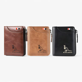 bags : Leather Kangaroo Wallet Leer - Bruin in van Pantino