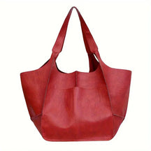 bags : Marianne Schoudertas - Groot Zacht PU Leer Tote Bag - Geelbruin in Rood van Pantino