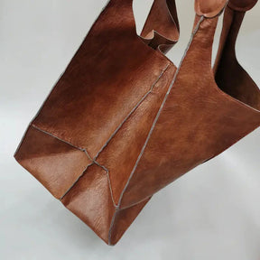 bags : Marianne Schoudertas - Groot Zacht PU Leer Tote Bag - Geelbruin in van Pantino