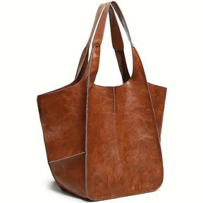 bags : Marianne Schoudertas - Groot Zacht PU Leer Tote Bag - Geelbruin in Geelbruin van Pantino