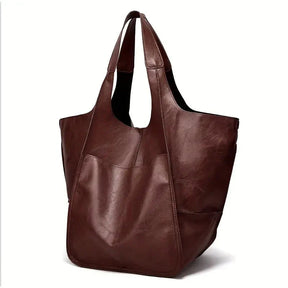 bags : Marianne Schoudertas - Groot Zacht PU Leer Tote Bag - Geelbruin in Donker Khaki van Pantino
