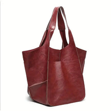 bags : Marianne Schoudertas - Groot Zacht PU Leer Tote Bag - Geelbruin in Bourgondië van Pantino
