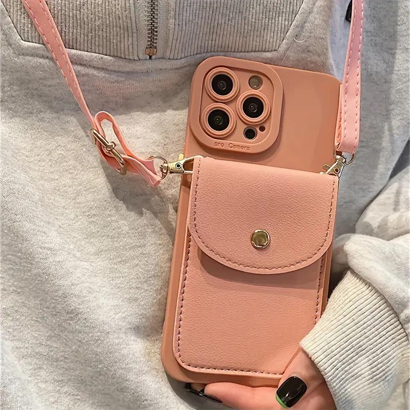 Phone Case : Portemonnee Zwart - Marissa Telefoonhoesje - Crossbody Telefoonhoesje met Riem in Roze van Pantino