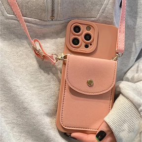 Phone Case : Portemonnee Zwart - Marissa Telefoonhoesje - Crossbody Telefoonhoesje met Riem in Roze van Pantino