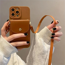 Phone Case : Portemonnee Zwart - Marissa Telefoonhoesje - Crossbody Telefoonhoesje met Riem in Donkerbruin van Pantino