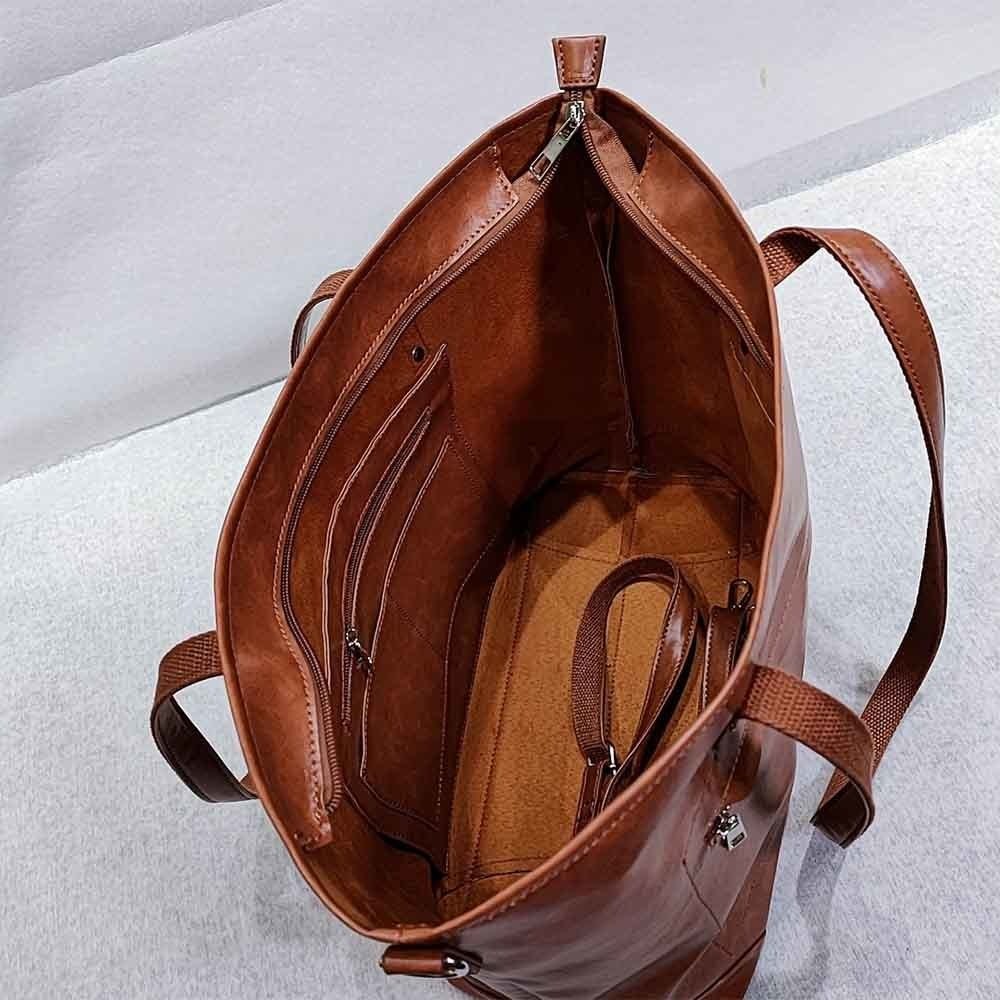 bags : Vintage Leren Draagtas Pu Leer - Zwart in van Pantino