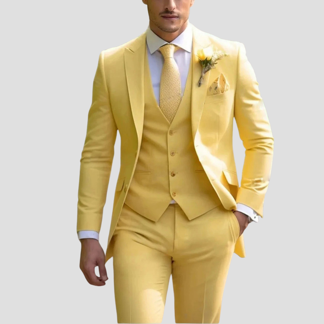 Driekleurig Slim Fit Mix Op Maat Gemaakt Herenpak voor Bruiloften en Bruidsjonkers