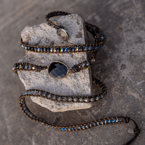 Bracelet : Onyx Maanlicht Beschermende Wikkelarmband in van Pantino