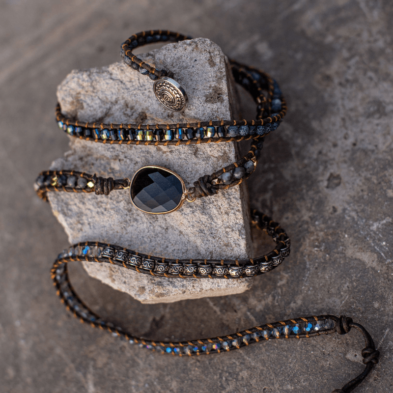 Bracelet : Onyx Maanlicht Beschermende Wikkelarmband in van Pantino