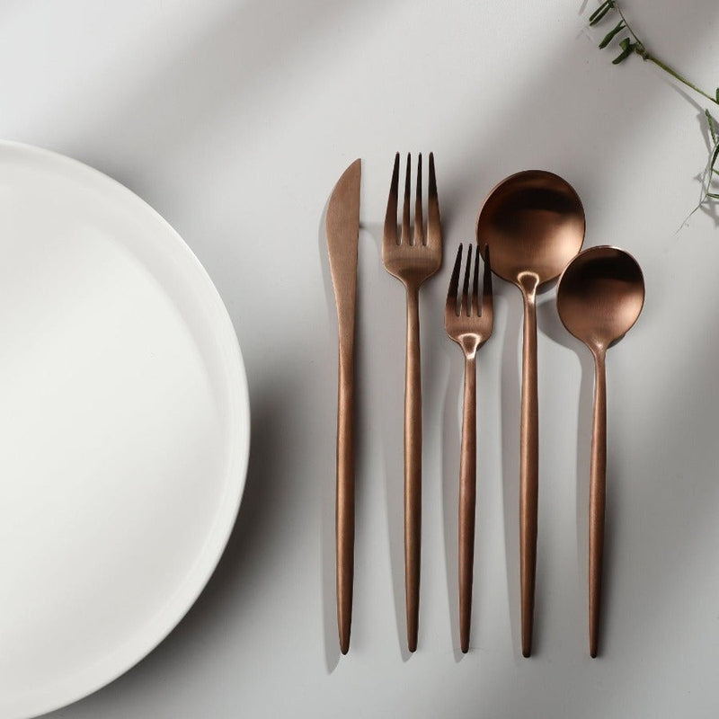 home & garden : Minimalistisch Bestekset Goud - Titanium Luxe Elegant Dineren - Titanium in van Pantino