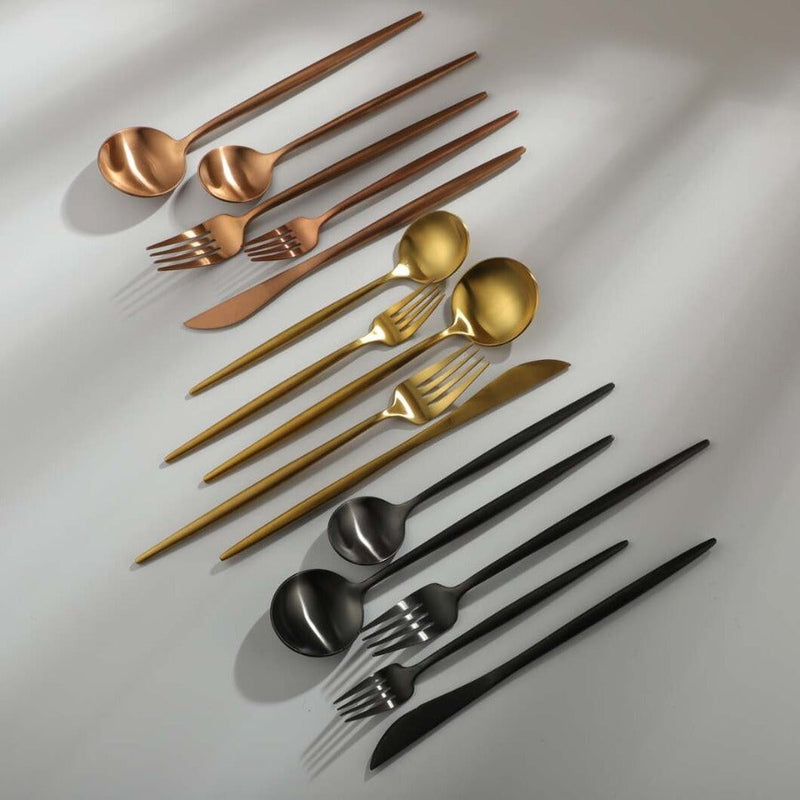 home & garden : Minimalistisch Bestekset Goud - Titanium Luxe Elegant Dineren - Titanium in van Pantino