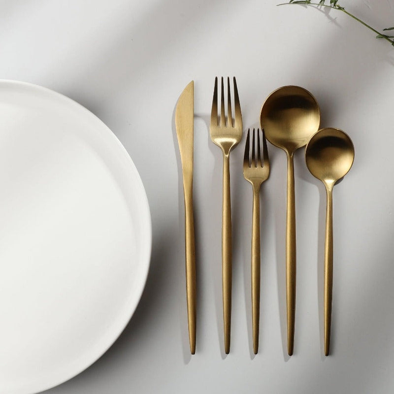 home & garden : Minimalistisch Bestekset Goud - Titanium Luxe Elegant Dineren - Titanium in van Pantino