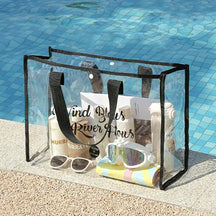 bags : Transparante Strandtas Dames - Waterdicht Groot Trendy - PVC in Zwart van Pantino