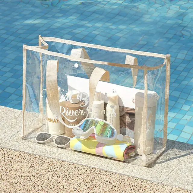 bags : Transparante Strandtas Dames - Waterdicht Groot Trendy - PVC in Wit van Pantino