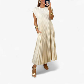 Jurken : Jurk Dames Beige - Mouwloze Elegante in Beige van Pantino