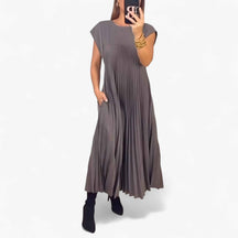 Jurken : Jurk Dames Beige - Mouwloze Elegante in Grijs van Pantino