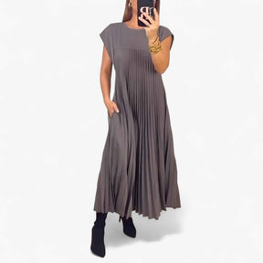 Jurken : Jurk Dames Beige - Mouwloze Elegante in Grijs van Pantino