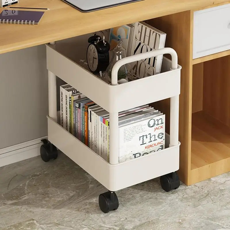 home & garden : Mobiele Boekenkar op Wielen Metaal 3 Etages Zwart 2 Lagen in Wit 2 lagen van Pantino
