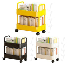 home & garden : Mobiele Boekenkar op Wielen Metaal 3 Etages Zwart 2 Lagen in Geel 2 lagen van Pantino