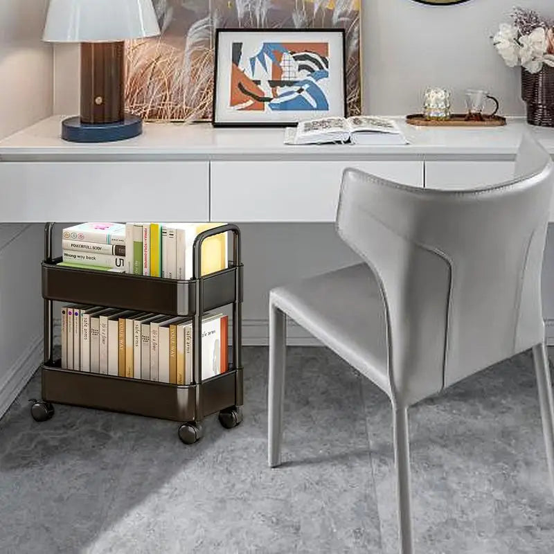 home & garden : Mobiele Boekenkar op Wielen Metaal 3 Etages Zwart 2 Lagen in van Pantino