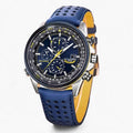 Herren Chronograph Uhr MultiSteel - 42mm Edelstahl - Kaffee Braun/Schwarzes Leder
