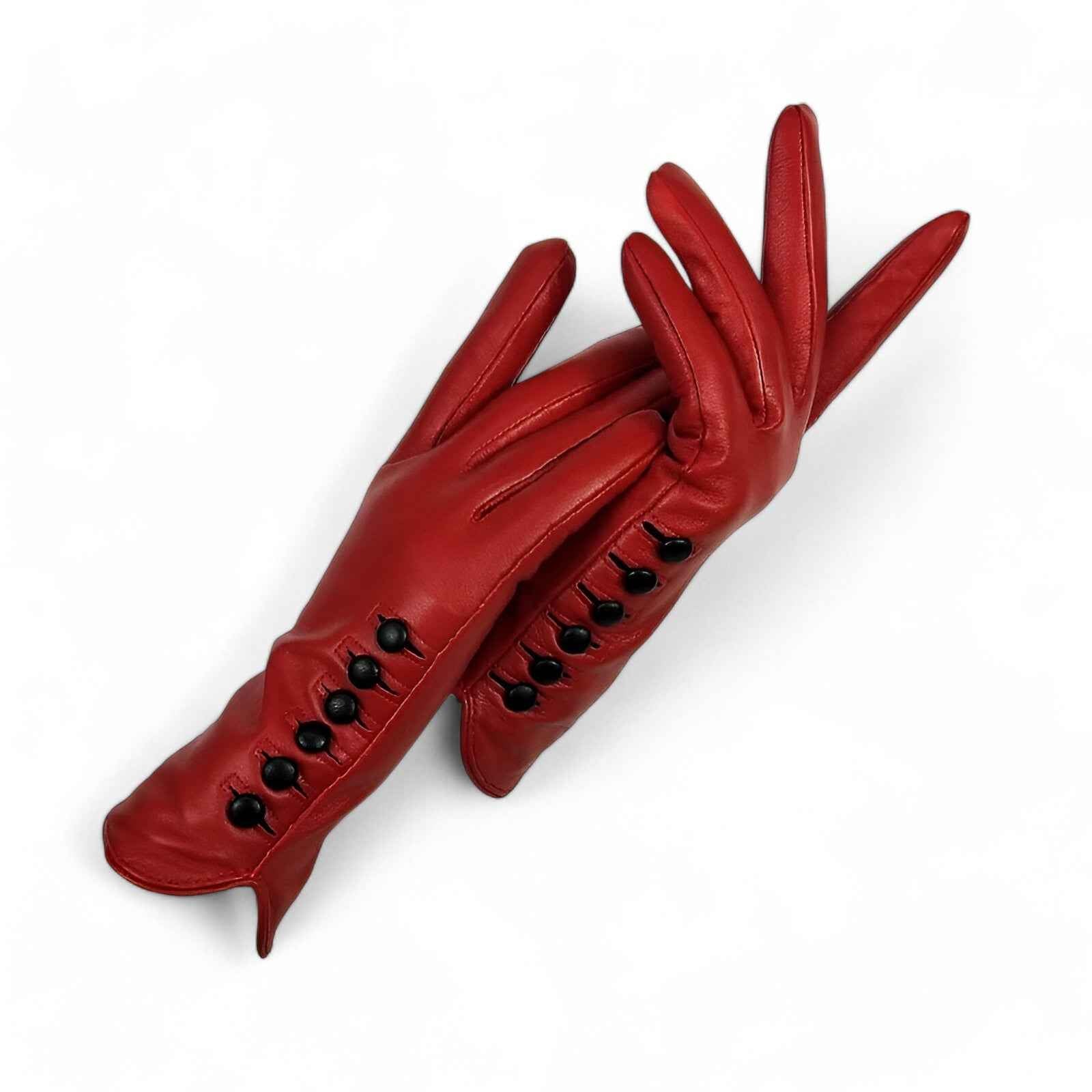Gloves : Leren Handschoenen van Hoogwaardig Leer voor de Koudste Dagen - Rood in rood van Pantino