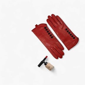 Gloves : Leren Handschoenen van Hoogwaardig Leer voor de Koudste Dagen - Rood in van Pantino