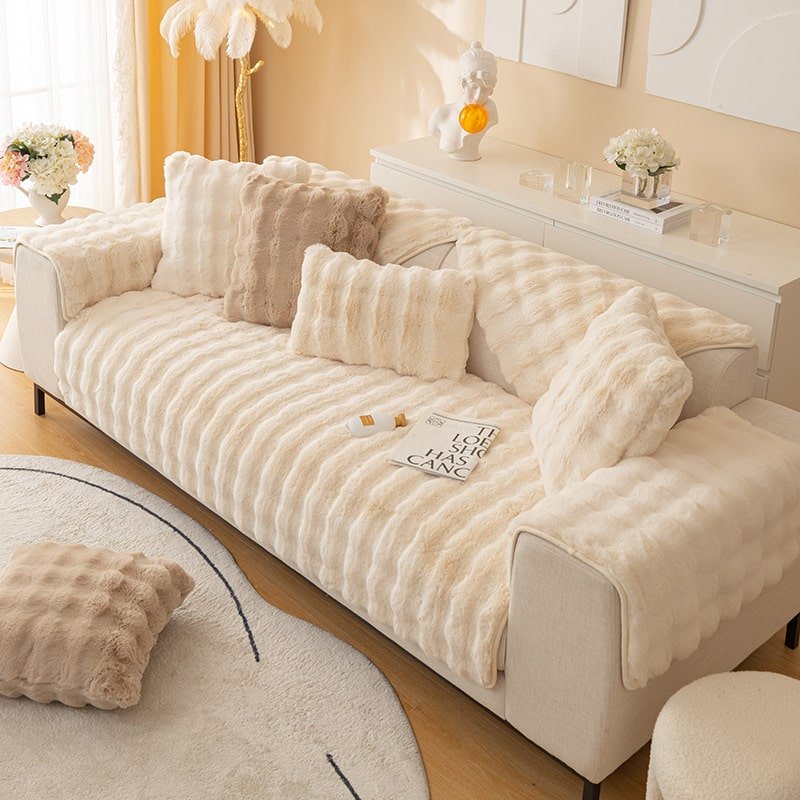 home & garden : Ultra Zachte Bankhoes - Comfortabel Meubels Bescherming - Microvezel in Wit van Pantino