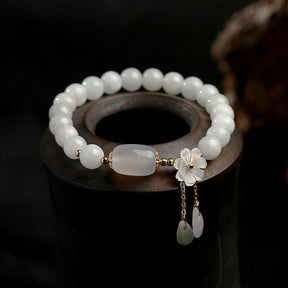 Bracelet : Purity&Harmony Witte Jade en Agaat Kralen in van Pantino