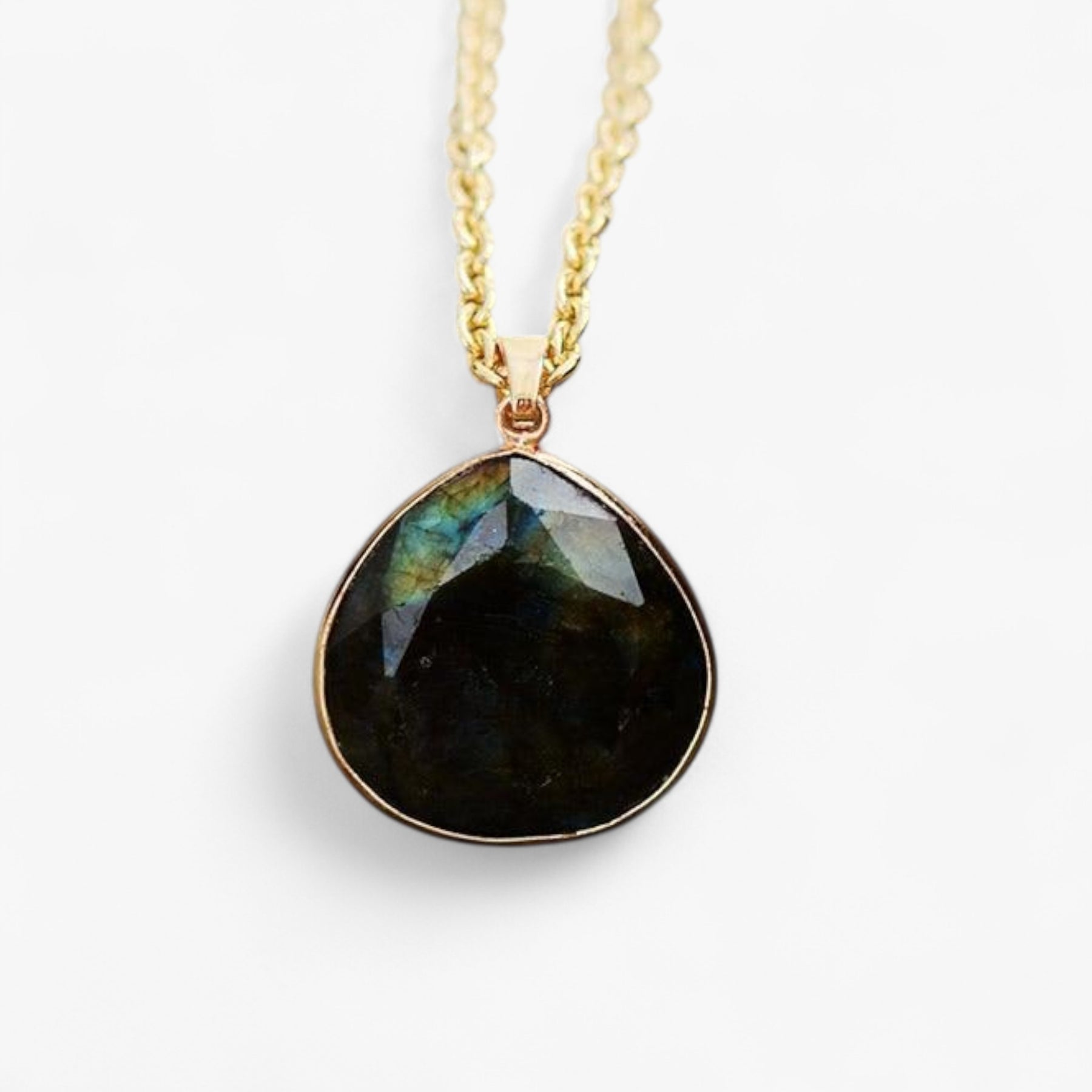Necklace : Natuurlijke Labradoriet Gouden in van Pantino
