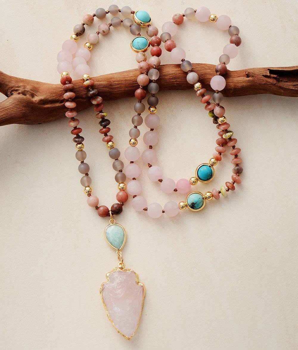 Necklace : HealingWithin Beschermingsketting van Rozenkwarts Amazoniet en Jaspis in van Pantino