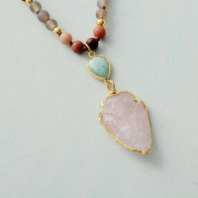 Necklace : HealingWithin Beschermingsketting van Rozenkwarts Amazoniet en Jaspis in van Pantino