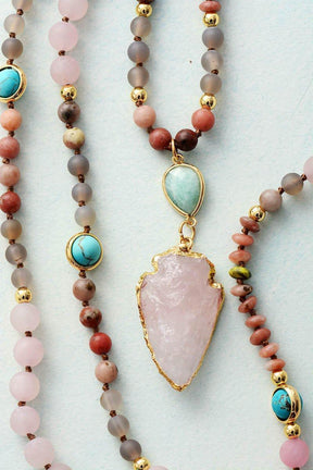 Necklace : HealingWithin Beschermingsketting van Rozenkwarts Amazoniet en Jaspis in van Pantino