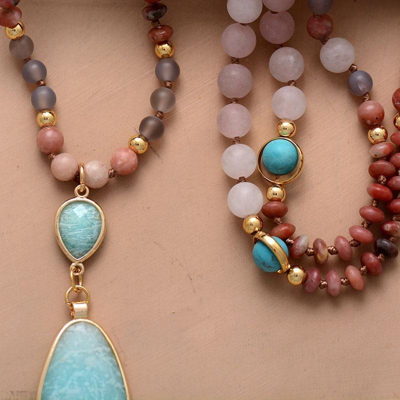 Mala Beads : Diep Reinigende Pastel Mala Kralen van Amazoniet en Rozenkwarts in van Pantino