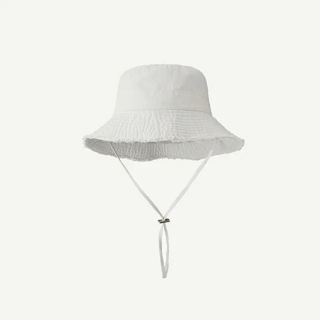 Bucket Hat : Bucket Hat Katoen - Oranje in Wit 54-58cm van Pantino
