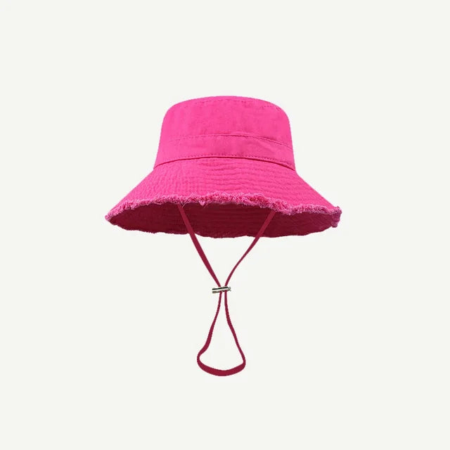 Bucket Hat : Bucket Hat Katoen - Oranje in Roze 54-58cm van Pantino