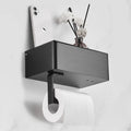 Toiletpapirholder Sort - Elegant Funktionelt Badeværelse - Rustfrit Stål