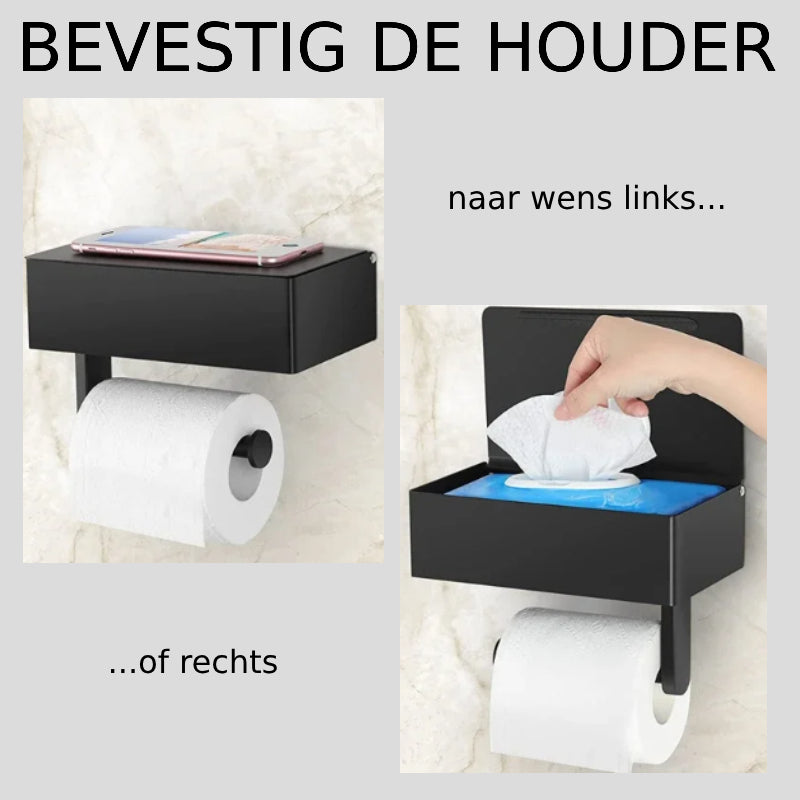 home & garden : Toiletrolhouder Zwart - Elegant Functioneel Badkamer - RVS in van Pantino