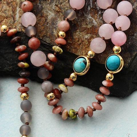 Necklace : HealingWithin Beschermingsketting van Rozenkwarts Amazoniet en Jaspis in van Pantino