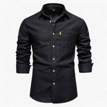 Men's Top Clothes : Spijkeroverhemd Axel voor Heren - Veelzijdig voor Alle Gelegenheden in Nero van Pantino
