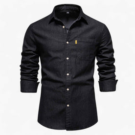 men's shirt : Spijkeroverhemd Axel voor Heren - Veelzijdig voor Alle Gelegenheden in Nero van Pantinoshop