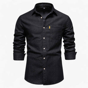 Men's Top Clothes : Spijkeroverhemd Axel voor Heren - Veelzijdig voor Alle Gelegenheden in Nero van Pantino