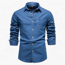 Men's Top Clothes : Spijkeroverhemd Axel voor Heren - Veelzijdig voor Alle Gelegenheden in Blu van Pantino