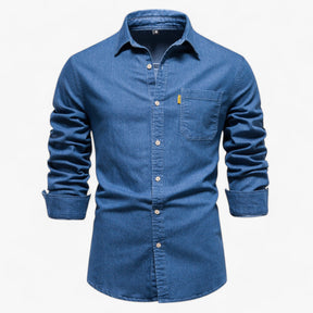 Men's Top Clothes : Spijkeroverhemd Axel voor Heren - Veelzijdig voor Alle Gelegenheden in Blu van Pantino