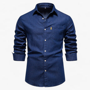 Men's Top Clothes : Spijkeroverhemd Axel voor Heren - Veelzijdig voor Alle Gelegenheden in Donkerblauw van Pantino