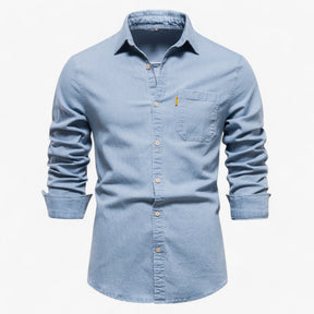 Men's Top Clothes : Spijkeroverhemd Axel voor Heren - Veelzijdig voor Alle Gelegenheden in Lichtblauw van Pantino