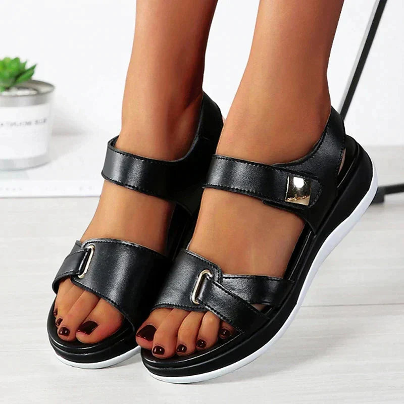Sandals : Orthopedische Sandalen Dames Wit - Comfortabele Ergonomische Zomer Sandaal in Zwart van Pantino